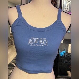 Ribbed Crop Cami in Periwinkle